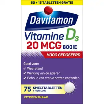 Albert Heijn Davitamon Vitamine D3 forte smelt tabletten aanbieding