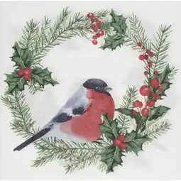 Albert Heijn AH Excellent Servet hulst vogel 40x40cm aanbieding