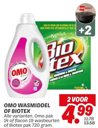 Dekamarkt Omo Wasmiddel Of Biotex aanbieding
