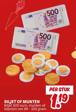 Dekamarkt Biljet Of Munten aanbieding