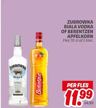 Dekamarkt Zubrowka Biala Vodka of Berentzen Apfelkorn aanbieding