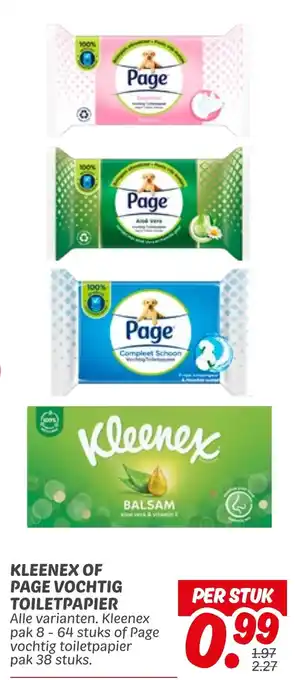Dekamarkt Kleenex of Page Vochtig Toiletpapier aanbieding