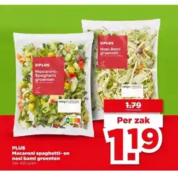PLUS PLUS Macaroni spaghetti- en nasi bami groenten aanbieding