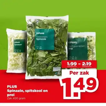 PLUS PLUS Spinazie, spitskool en prei aanbieding