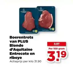 PLUS Boerentrots van PLUS Blonde d'Aquitaine Entrecote en ribeye aanbieding
