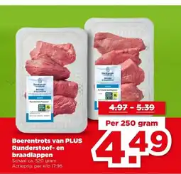 PLUS Boerentrots van PLUS Runderstoof- en braadlappen aanbieding