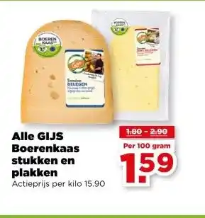 PLUS Alle GIJS Boerenkaas stukken en plakken aanbieding