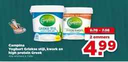 PLUS Campina Yoghurt Griekse stijl, kwark en high protein Greek aanbieding