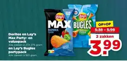 PLUS Doritos en Lay's Max Party- en valuepack en Lay's Bugles partypack aanbieding