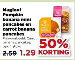 PLUS Magioni Pumpkin banana mini pancakes en carrot banana pancakes, aanbieding