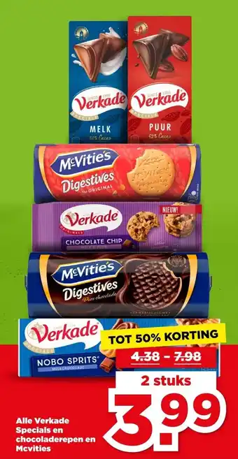 PLUS Alle Verkade Specials en chocoladerepen en Mcvities aanbieding