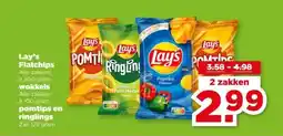 PLUS Lay's Flatchips , wokkels , pomtips en ringlings aanbieding