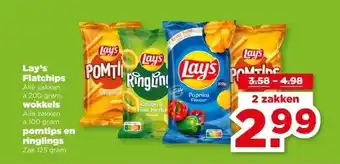 PLUS Lay's Flatchips , wokkels , pomtips en ringlings aanbieding