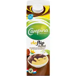 Dirk Campina Dubbelvlaflip chocolade vanille aanbieding