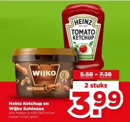 PLUS Heinz Ketchup en Wijko Satésaus aanbieding