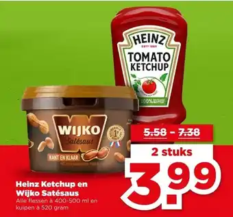 PLUS Heinz Ketchup en Wijko Satésaus aanbieding