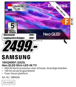 MediaMarkt SAMSUNG 100QN80F (2025) Neo QLED Mini-LED 4K TV aanbieding
