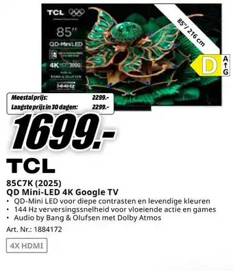 MediaMarkt TCL 85C7K (2025) QD Mini-LED 4K Google TV aanbieding