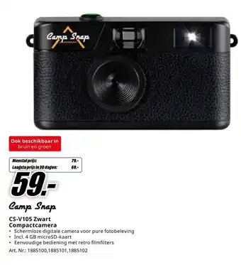MediaMarkt Camp Snap CS-V105 Zwart Compactcamera aanbieding