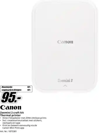 MediaMarkt Zoemini 2 craft kit Thermal printer aanbieding