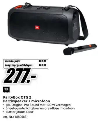 MediaMarkt JBL HARMAN PartyBox OTG 2 Partyspeaker + microfoon aanbieding