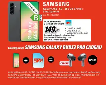 MediaMarkt SAMSUNG Galaxy A56 - 5G - 256 GB Grafiet Smartphone aanbieding