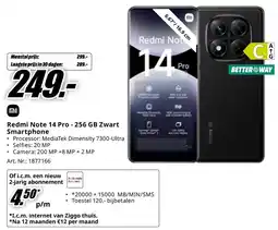 MediaMarkt Redmi Note 14 Pro - 256 GB Zwart Smartphone aanbieding