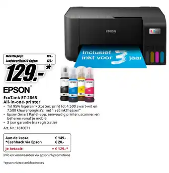 MediaMarkt EPSON EcoTank ET-2865 All-in-one-printer aanbieding