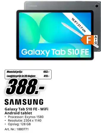 MediaMarkt SAMSUNG Galaxy Tab S10 FE - WiFi Android tablet aanbieding