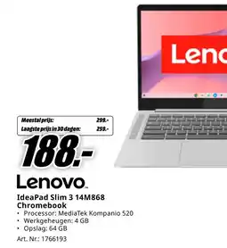 MediaMarkt Lenovo IdeaPad Slim 3 14M868 Chromebook aanbieding