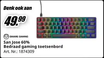 MediaMarkt QWARE GAMING San Jose 60% Bedraad gaming toetsenbord aanbieding