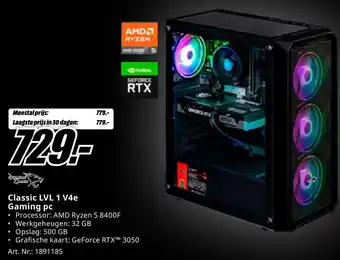 MediaMarkt Classic LVL 1 V4e Gaming pc aanbieding