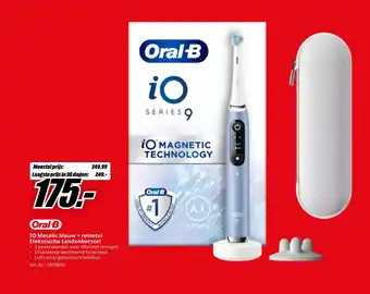 MediaMarkt Oral B IO Metalic blauw + reisetui Elektrische tandenborstel aanbieding