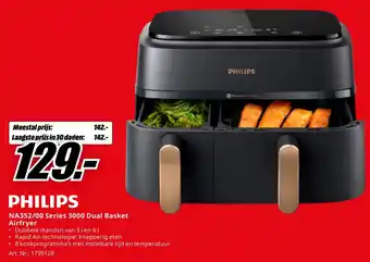 MediaMarkt PHILIPS NA352/00 Series 3000 Dual Basket Airfryer aanbieding