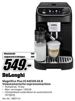 MediaMarkt DeLonghi Magnifica Plus ECAM320.60.B Volautomatische espressomachine aanbieding
