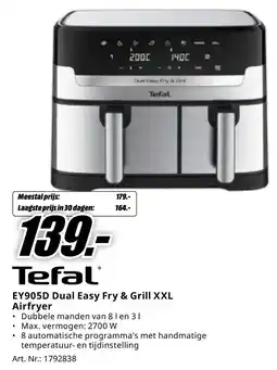 MediaMarkt Tefal EY905D Dual Easy Fry & Grill XXL Airfryer aanbieding