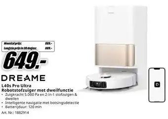 MediaMarkt DREAME L40s Pro Ultra Robotstofzuiger met dweilfunctie aanbieding