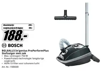MediaMarkt BOSCH BGL8ALL5 In'genius ProPerformPlus Stofzuiger met zak aanbieding