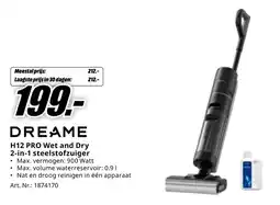 MediaMarkt DREAME H12 PRO Wet and Dry 2-in-1 steelstofzuiger aanbieding