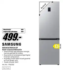 MediaMarkt SAMSUNG RB34C670DSA/EF Koel-vriescombinatie aanbieding