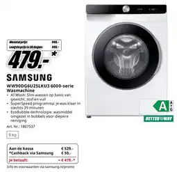 MediaMarkt SAMSUNG WW90DG6U25LKU3 6000-serie Wasmachine aanbieding