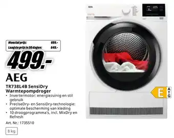 MediaMarkt AEG TR738L4B SensiDry Warmtepompdroger aanbieding