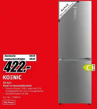 MediaMarkt KOENIC FK 621 Koel-vriescombinatie aanbieding