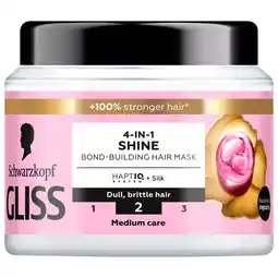 Kruidvat Gliss 4-In-1 Shine Bond-Building Haarmasker aanbieding