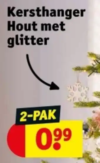 Kruidvat Kersthanger Hout met glitter aanbieding