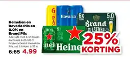 PLUS Heineken en Bavaria Pils en 0.0% en Brand Pils aanbieding