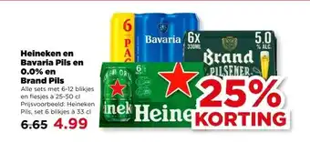 PLUS Heineken en Bavaria Pils en 0.0% en Brand Pils aanbieding