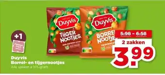 PLUS Duyvis Borrel- en tijgernootjes aanbieding
