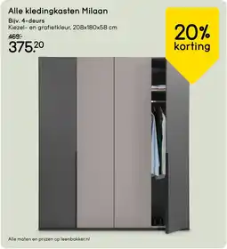 Leen Bakker Alle kledingkasten Milaan aanbieding
