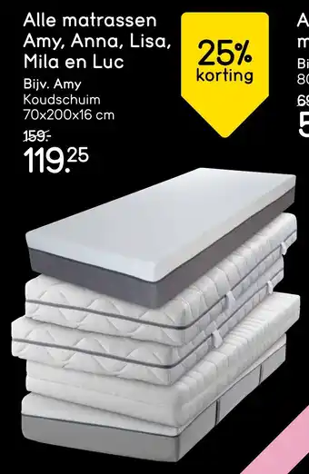 Leen Bakker Alle matrassen Amy, Anna, Lisa, Mila en Luc aanbieding